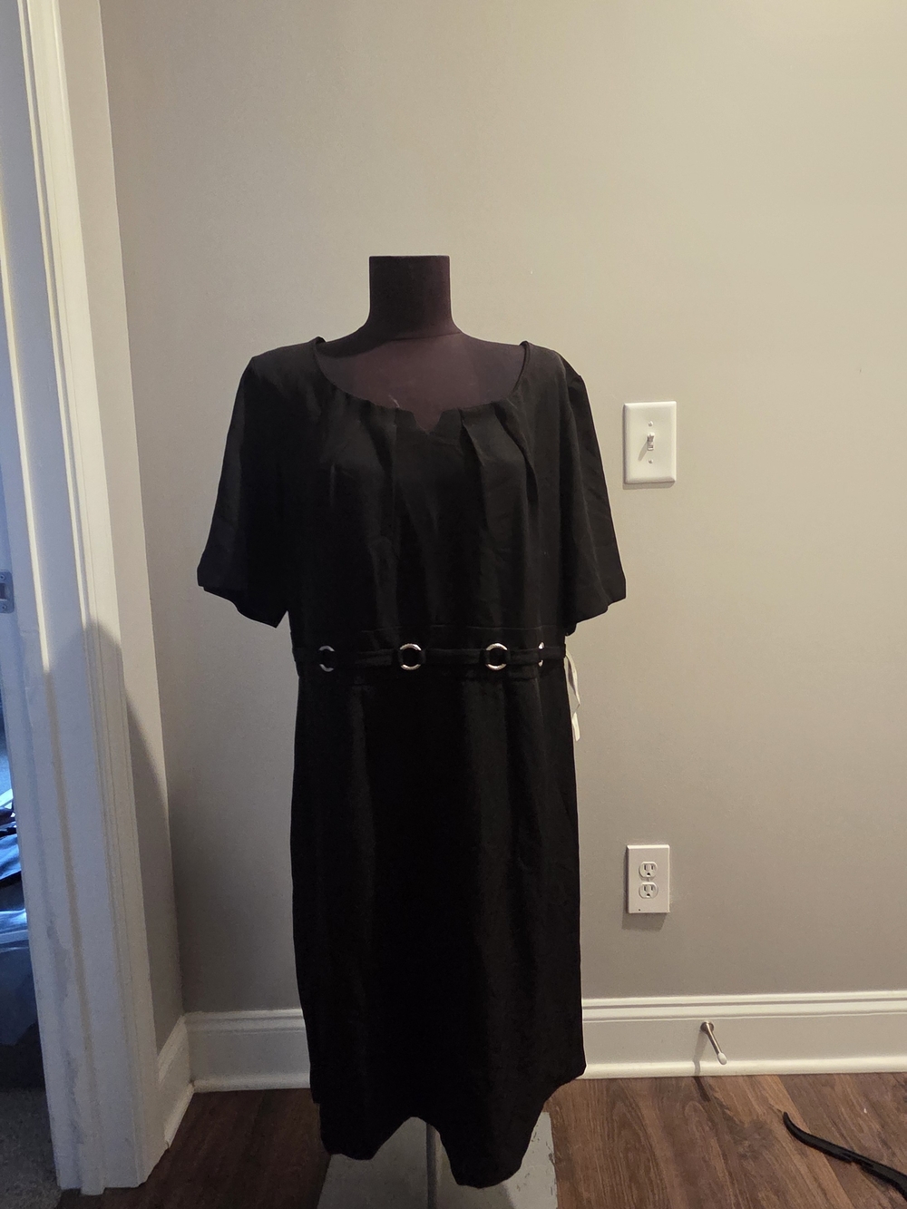 Olivia Matthews Black Midi Dress with Ring Belt